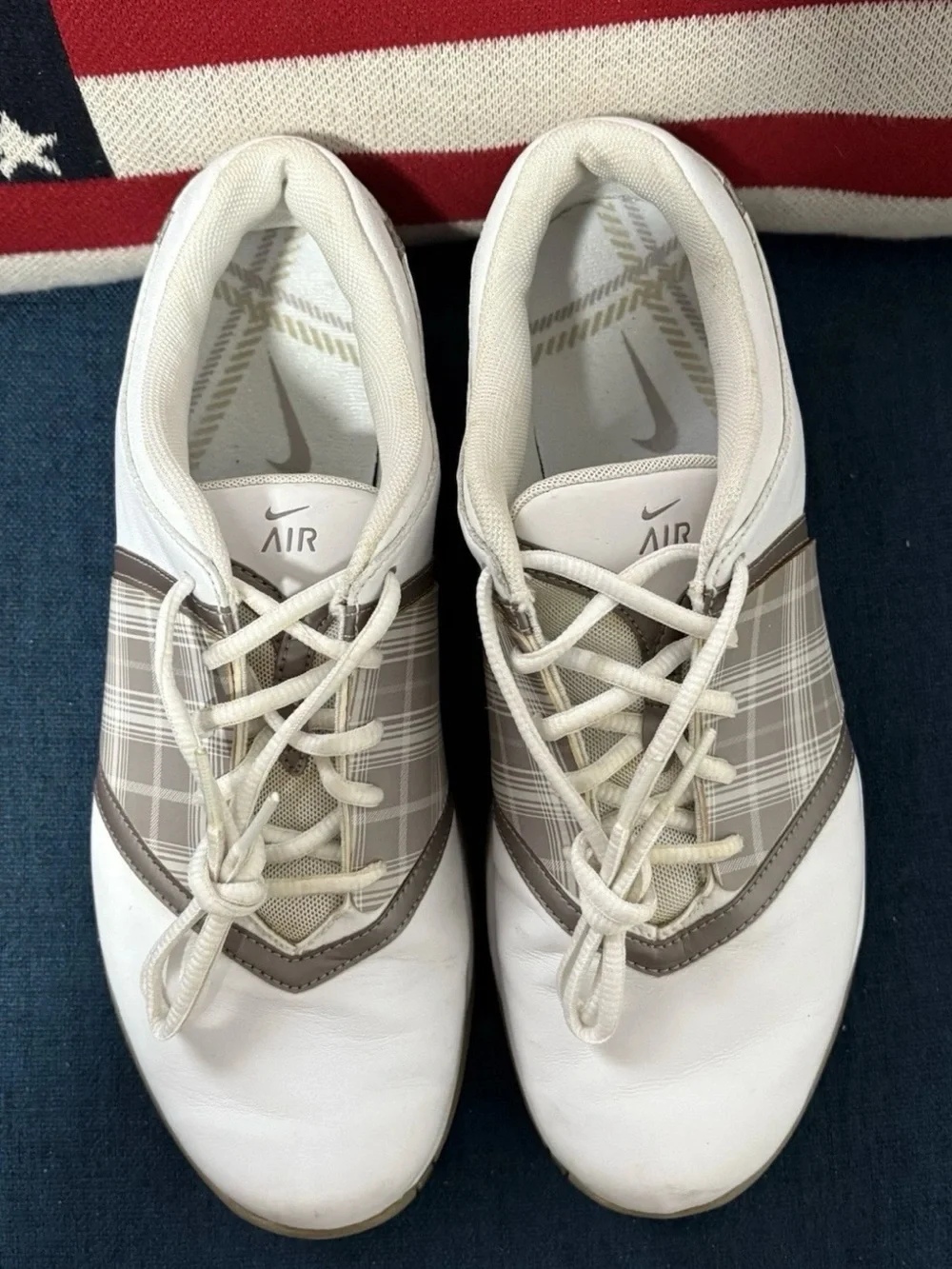 Nike Women's White and Beige Golf Shoes with Plaid Accent - Picture 4 of 9